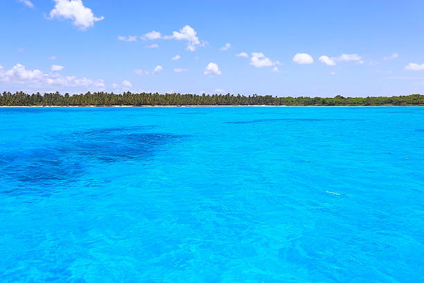 paraíso tropical: costa turquesa del mar caribe y cielo azul de verano - panama caribbean culture san blas islands caribbean fotografías e imágenes de stock