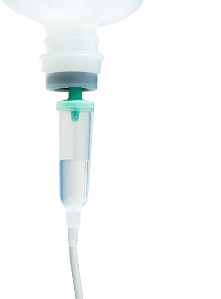 istock IV tube hanging on white background 636122214