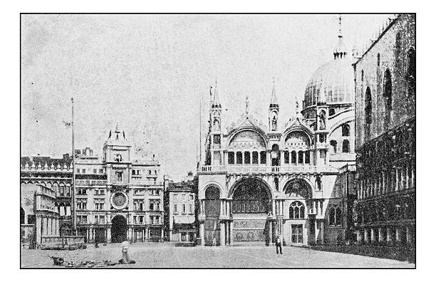 istock Antique dotprinted photographs of Italy: Venice, St Mark's square 636122440