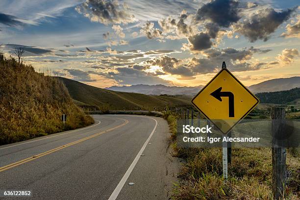 Curve Sign Road Rj143 To Conservatoria Rio De Janeiro State Stock Photo - Download Image Now