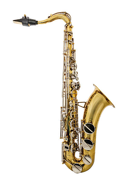 istock Golden Tenor Saxophone isolated on white background. 636122982