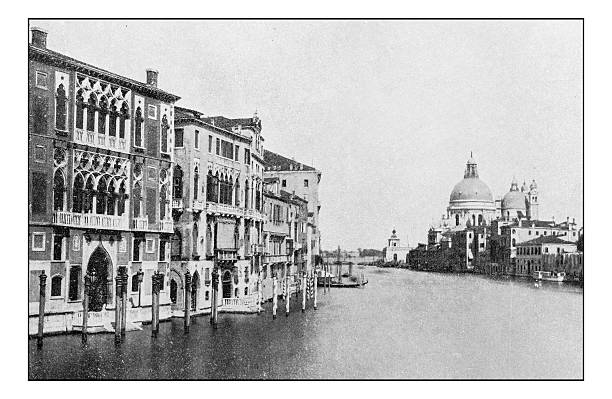 istock Antique dotprinted photographs of Italy: Venice, Grand Canal 636123720