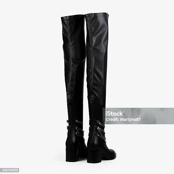 Pair Of Kneehigh 20 Eyelet Black Laceup Boots Vintage Stock Photo -  Download Image Now - iStock