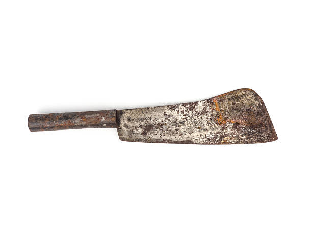 istock Top view vintage  knife  isolated on white background 636134778