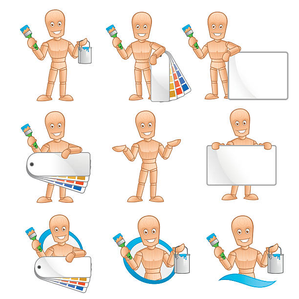 manekin - the human body cartoon figurine characters stock illustrations