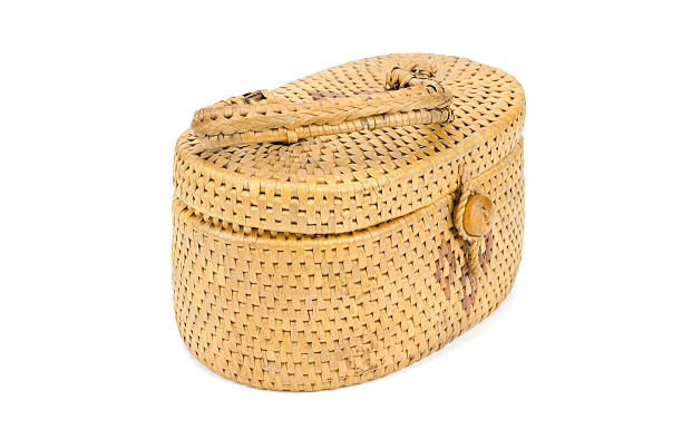 istock Vintage weave wicker basket 636135038