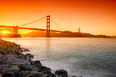 Golden Gate Bridge in San Francisco at Sunset