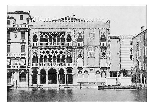 istock Antique dotprinted photographs of Italy: Venice, Ca d'oro Palace 636135262