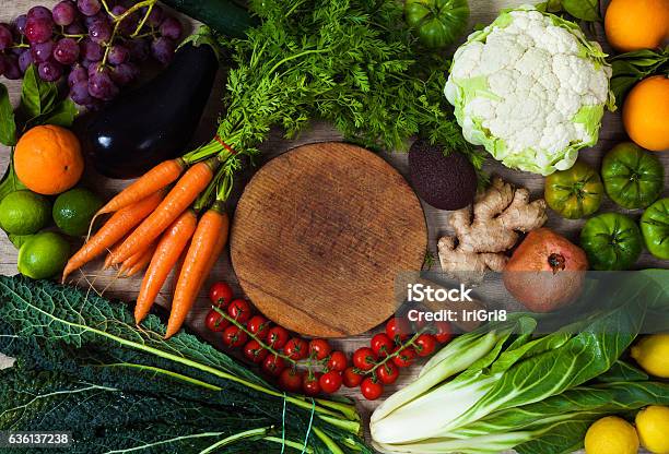Healthy Eating Background Studio Photography Of Different Frui Stock Photo - Download Image Now