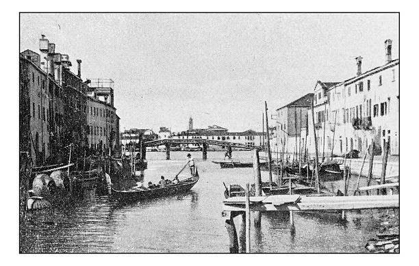 istock Antique dotprinted photographs of Italy: Venice, Ponte lungo canal 636137412