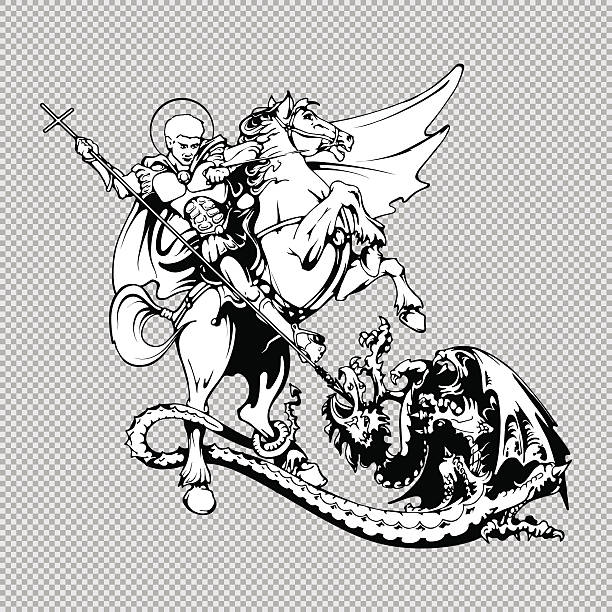 st. george zu pferd. vektor-illustration - st george stock-grafiken, -clipart, -cartoons und -symbole