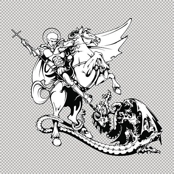 Vector illustration of St. George on horseback. Vector illustration