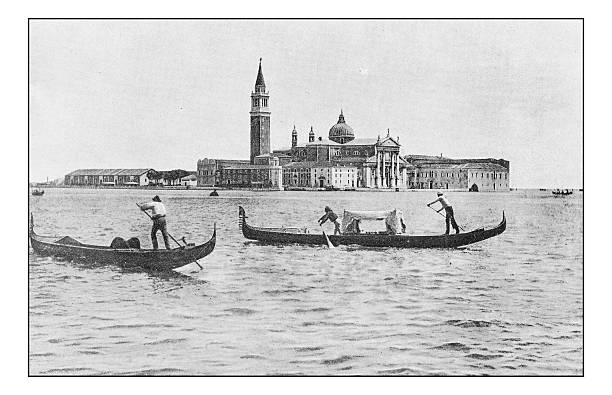 Antique dotprinted photographs of Italy: Venice, San Giorgio Maggiore Antique dotprinted photographs of Italy: Venice, Island of San Giorgio Maggiore san giorgio maggiore stock illustrations