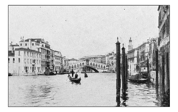 istock Antique dotprinted photographs of Italy: Venice, Rialto bridge 636138836