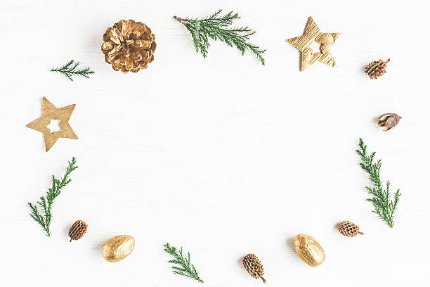 istock Christmas composition. Frame made of christmas decoration, cypre 636138910