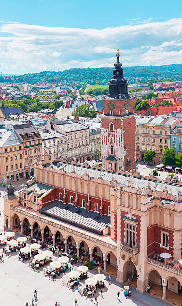 istock Aerial view on the central square and Sukiennice in Krakow. 636139010