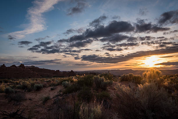 istock Sunrise in the desert. 636139850