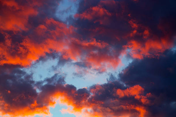 istock Sunset sunrise clouds on sky, nature landscape background 636140220