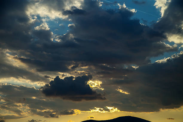 istock Sunset sunrise clouds on sky, nature landscape background 636140488