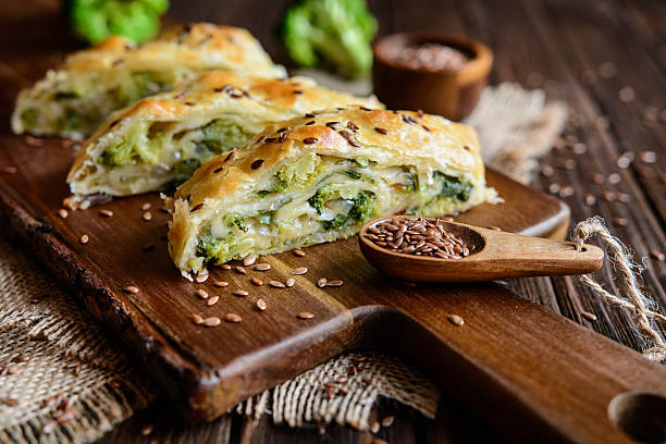 istock Strudel stuffed with broccoli, Mozzarella and onion 636142406