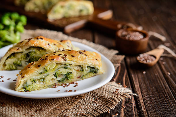 istock Strudel stuffed with broccoli, Mozzarella and onion 636142476