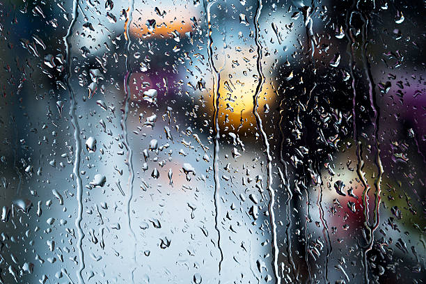 Condensation on a windowpane,Raindrop,Bubble stock photo