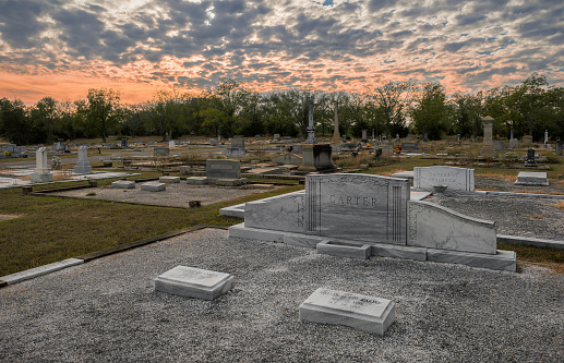 Plains, Georgia, USA - November 12, 2016: President Carter's family plot at the Lebanon Cemetery on Old Plains Highway in Plains