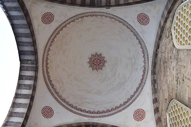 Beautiful motifs on a plafond in courtyard of the Blue Mosque