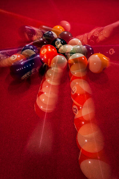 istock Billiard's 8 Ball rake break in motion with stroboscope effect 636151014