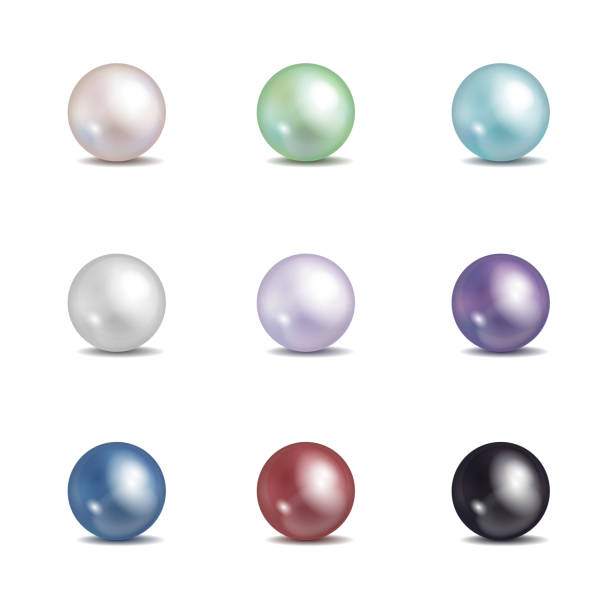 ilustrações de stock, clip art, desenhos animados e ícones de multicolored pearls. vector jewellery nacre beads isolated on white background - jewelry collection white background white