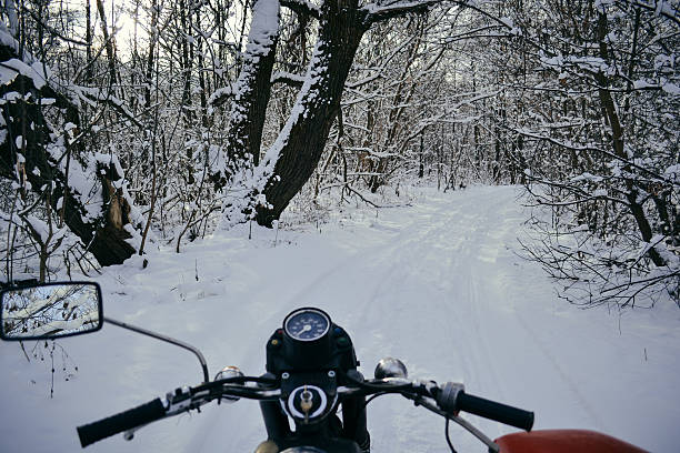 istock Motorcycles with sidecars in winter forest 636153842