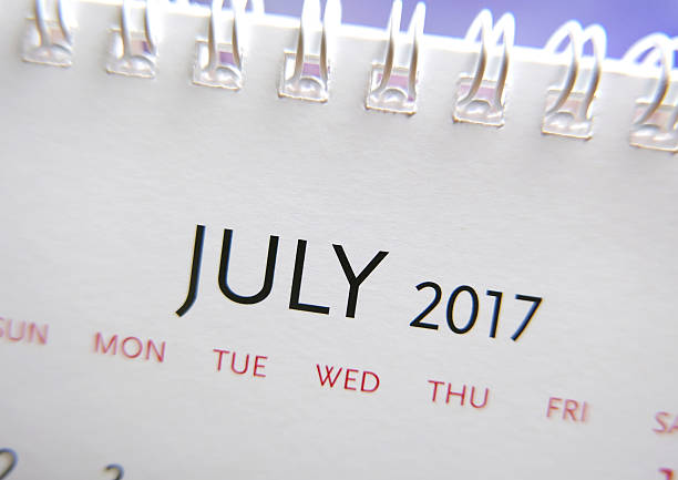 Close up calendar of July 2017