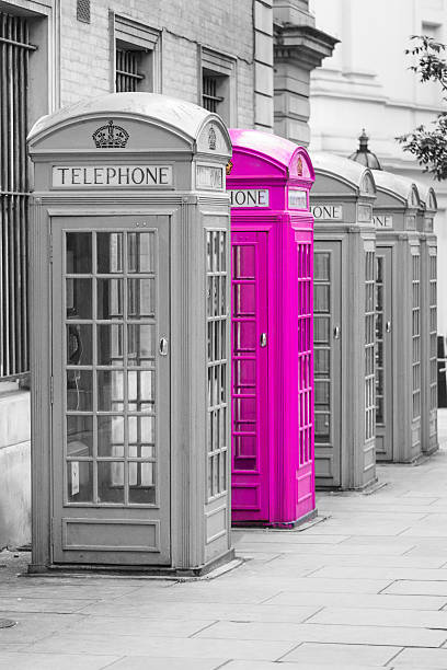 istock Five Red London Telephone boxes all in a row 636155854