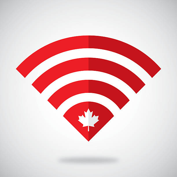 Canada Wifi Vector illustration of a wifi icon in the style of the Canadian flag. canadian flag maple leaf computer icon canada stock illustrations