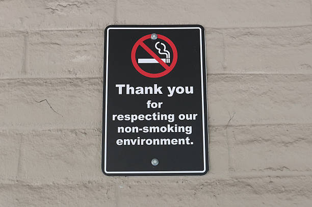 Thank you for respecting our non-smoking environment sign on wall stock photo