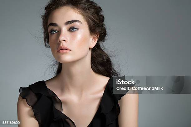 Studio Shot Of Young Beautiful Woman Stock Photo - Download Image Now - Fashion Model, Women, Haute Couture