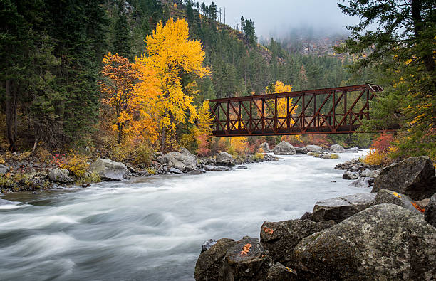 istock Bridge crossing over the river in Leavenworth 636162522
