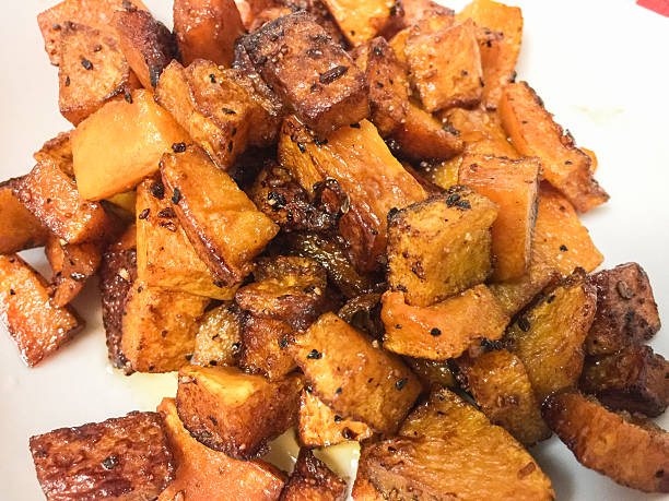Fried butternut squash background