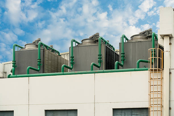 istock Cooling tower on the roof floor, Cooling system. 636163892