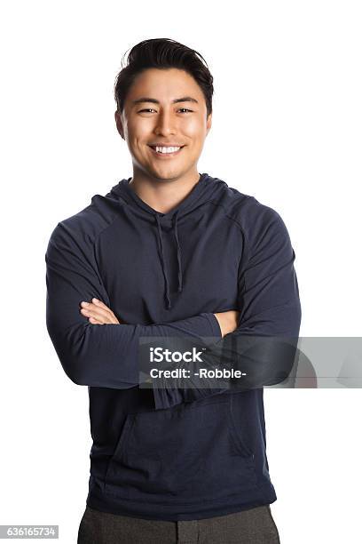 Handsome Man In Hood Sweater Stock Photo - Download Image Now - Men, Asian and Indian Ethnicities, Portrait