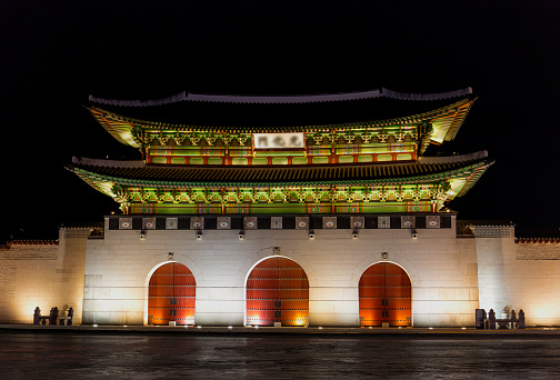 Gyeongbokgung Palace at night in Seoul,south Korea.