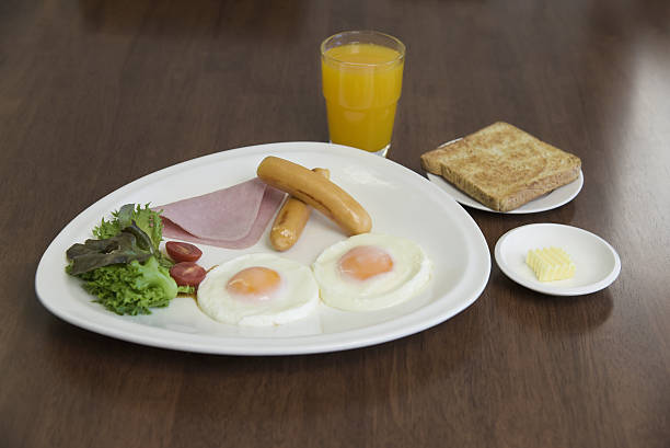 istock Breakfast Menu with orange juice and coffee 636167210