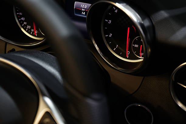 istock Close up of car speedmeter. 636171284