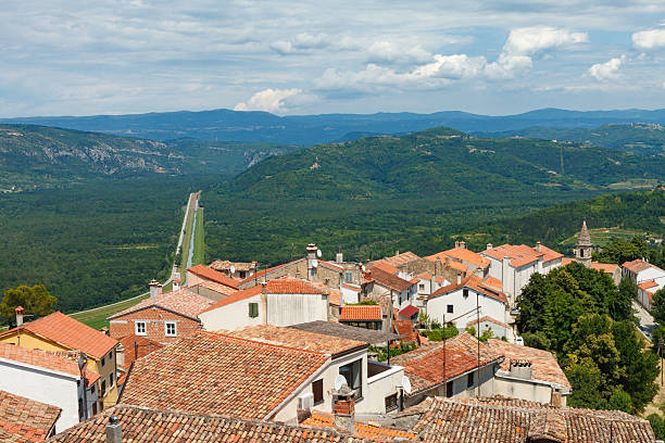 istock Old roofs in Motovun town 636177960