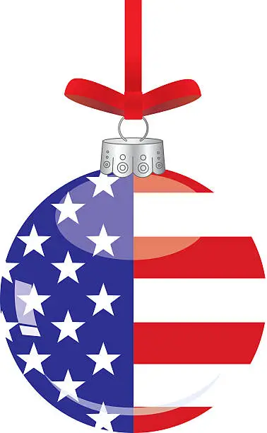 Vector illustration of American Flag Christmas Ornament