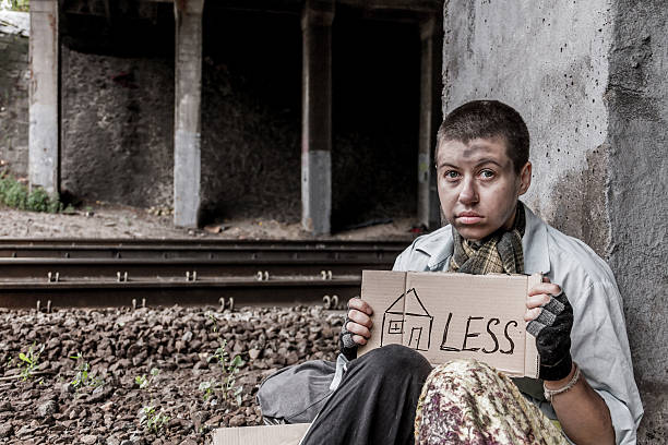 istock Desperate homeless woman 636186658