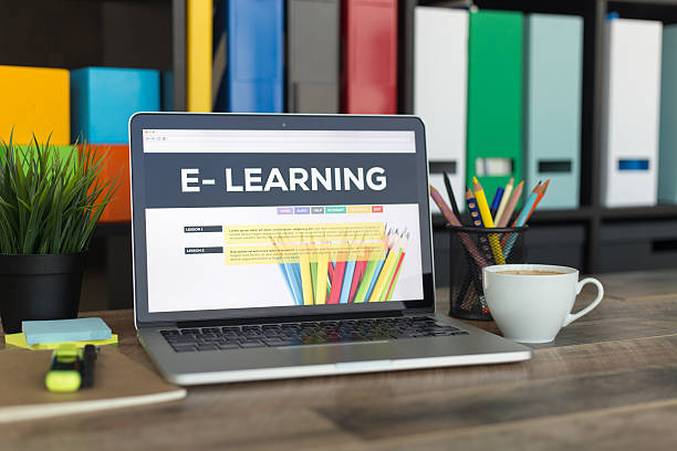 E-Learning on Laptop Screen stock photo