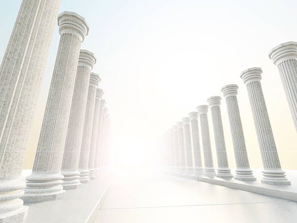 istock White pillars along the road leading to the bright light 636188588