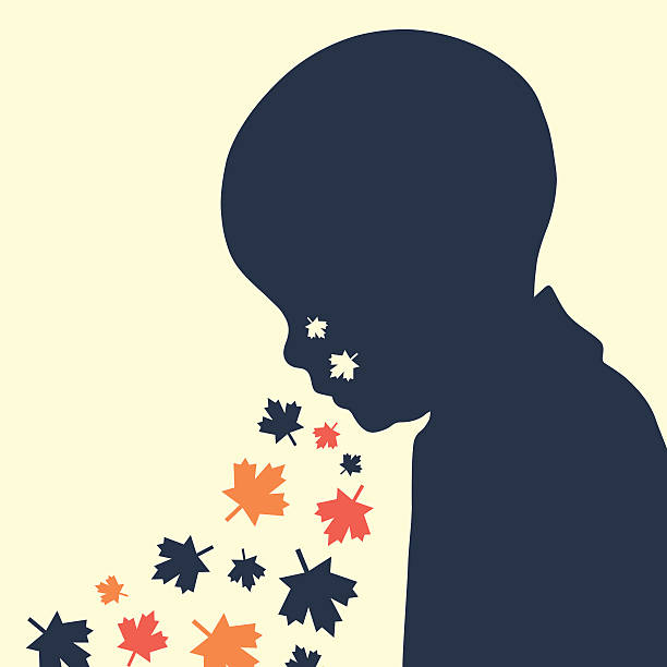 abstrakte illustration von kindern, die mit herbstahornblättern weinen - lamentation stock-grafiken, -clipart, -cartoons und -symbole