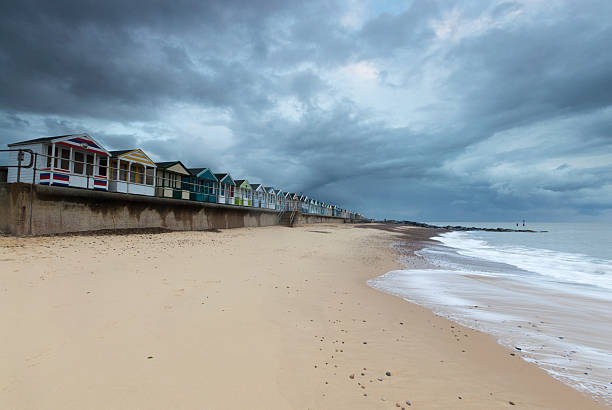 istock Line of Beach Huts at Southwold Pier, Suffolk 636191220